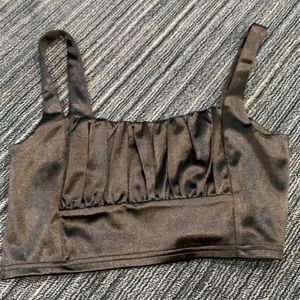 Adika black silk crop top